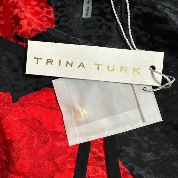 TRINA TURK Velvet Rope Cold Shoulder Silk Dress, Size 4 (v) - Picture 10 of 12